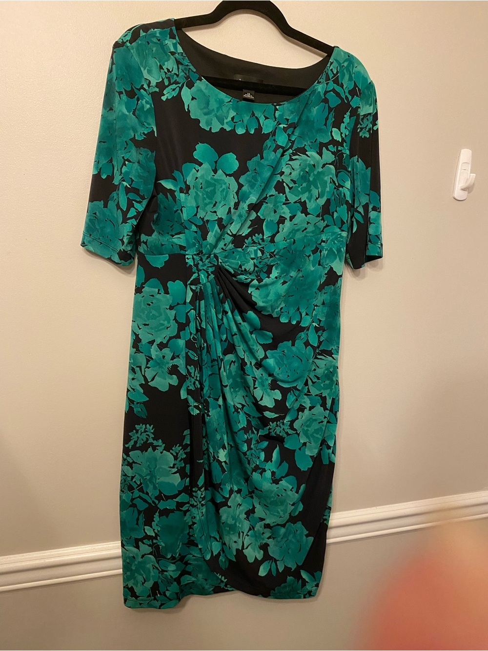 connected apparel Black Sheath Dress with Teal Floral Print